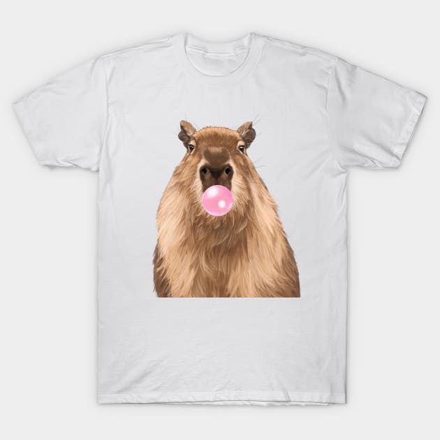 Bubble Gum Capybara T-Shirt by bignosework